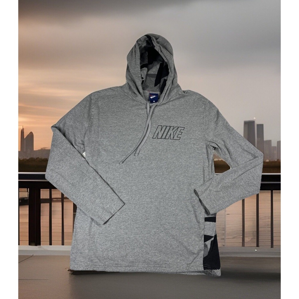 Vintage Y2K Nike Grey Light hoodie‎ With Side Spell Out size L blue Nike Tag